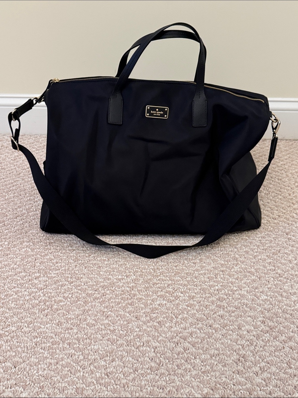 kate spade Black Nylon Duffel with Gold Hardware and Removable Strap